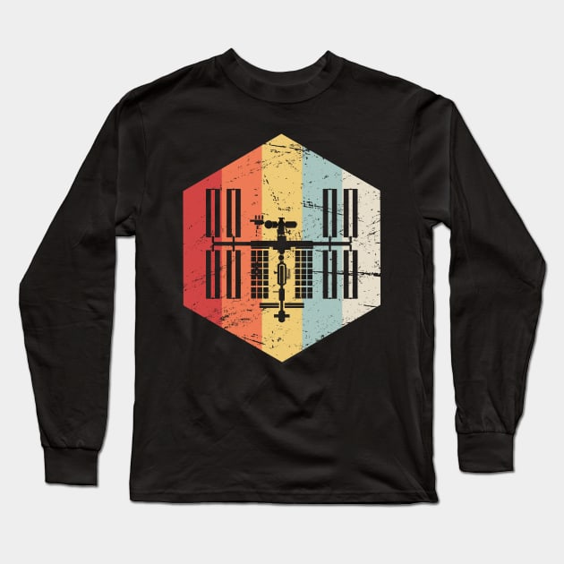 Retro ISS International Space Station Icon Long Sleeve T-Shirt by MeatMan